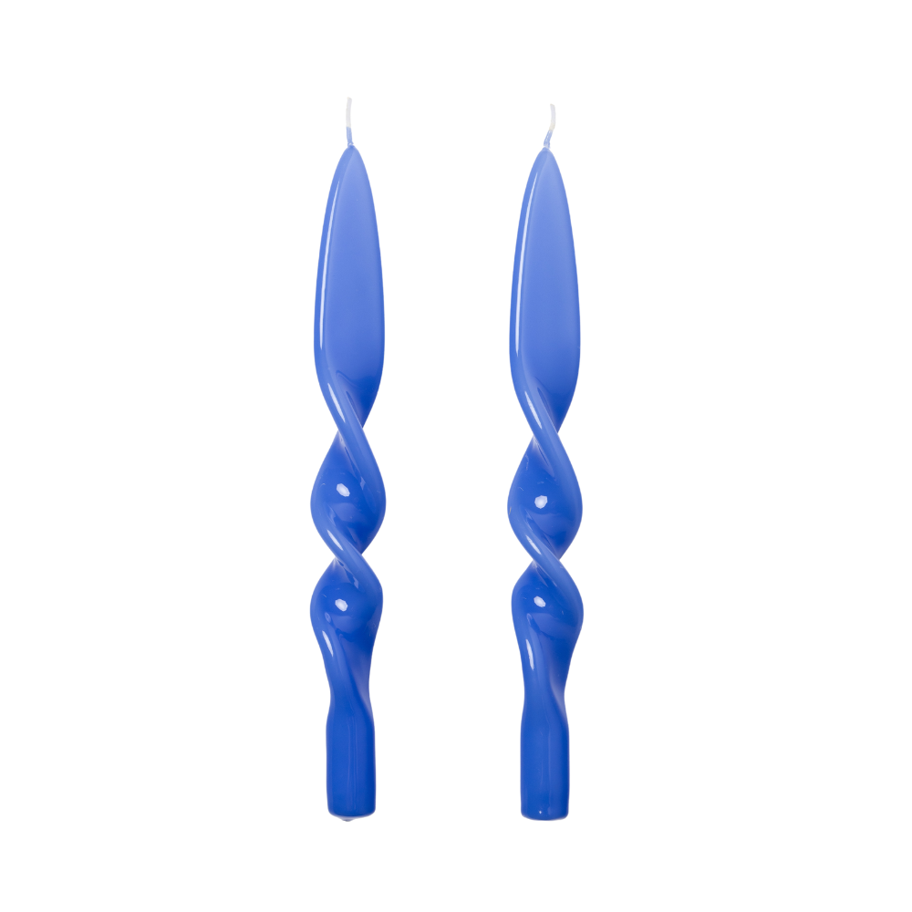 Periwinkle Lacquered Twist Dinner Candle (Set of 2)