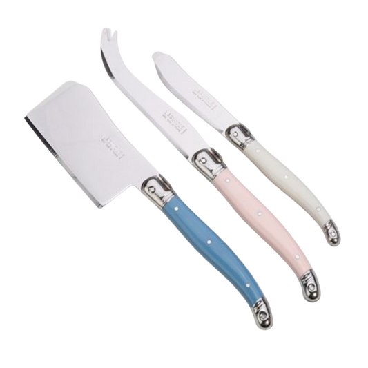 Laguiole by André Verdier Cheese Knife Blue & Pink Set