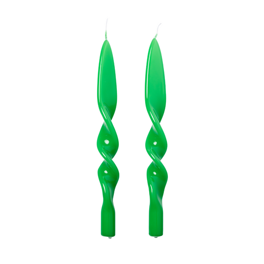 Green Lacquered Twist Dinner Candle (Set of 2)