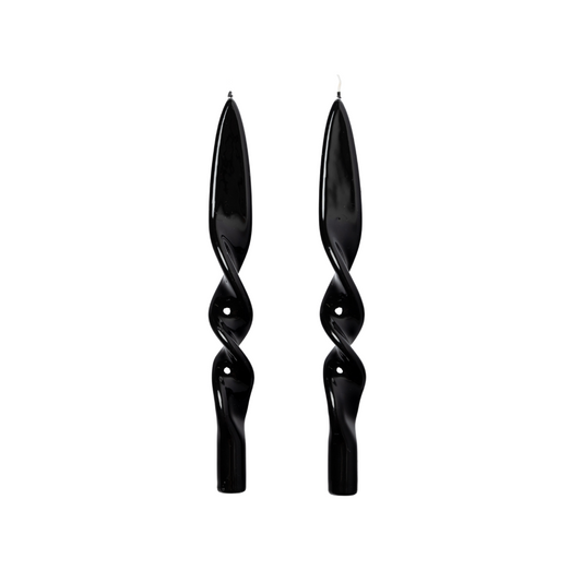 Black Lacquered Twist Dinner Candle (Set of 2)