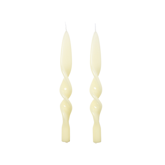 Ivory Lacquered Twist Dinner Candle (Set of 2)