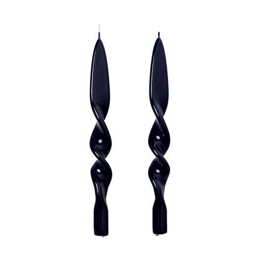 Navy Lacquered Twist Dinner Candle (Set of 2)